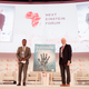 Voila! Thierry Zomahoun, founder and chair of NEF (l) and Ron Mobed, Elsevier CEO (r)